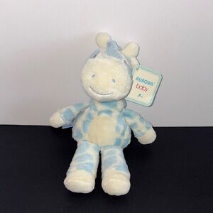 Aurora Baby Blue Giraffe Rattle Plush Toy